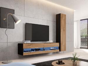 Stěna do obývacího pokoje ASHTON N9 - černá / dub wotan