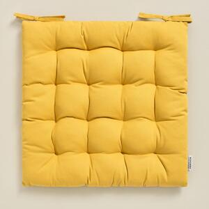 Prémiový žlutý bavlněný polštář na židli 40x40 cm