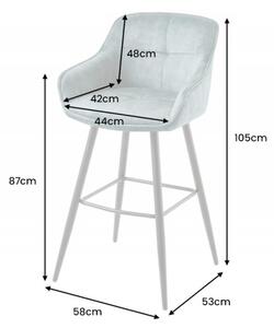 Barová židle EUPHORIA 100 CM petrolejová samet Nábytek | Jídelní prostory | Barové židle