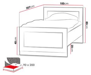 Jednolůžková postel 90x200 MERLO - dub