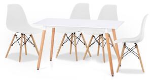 Bílý jídelní set 1 + 4, stůl BERGEN 120 + židle YORK OSAKA