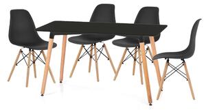 Černý jídelní set 1 + 4, stůl BERGEN 120 + židle YORK OSAKA
