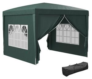 Pavilon Outsunny cca 3x3m, voděodolný stabilní zimní skládací pavilon, UV ochrana 50+, skládací párty stan s 4 bočními panely, taška pro zahradní pavi