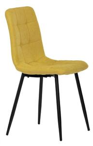 Jídelní židle, potah žlutá látka, kovová čtyřnohá podnož, černý mat CT-281 YEL2
