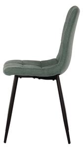 Jídelní židle, potah zelená látka, kovová čtyřnohá podnož, černý mat CT-281 GRN2