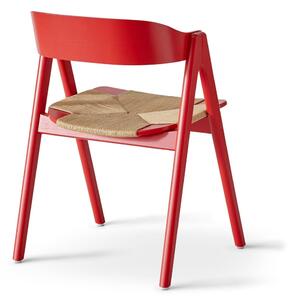 Červená jídelní židle z bukového dřeva s ratanovým sedákem Findahl by Hammel Mette