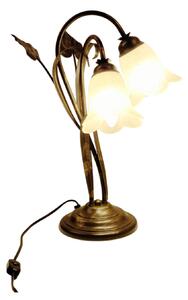 Light for home - Luxusní stolní lampa "Floristický design" - Kov s černým zlatým patinováním, 2x40W, E14, černá, zlatá, patina