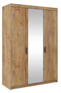 Třídveřová šatní skříň se zrcadlem ADELINA - šířka 133 cm, dub lefkas