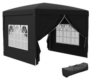 Pavilon Outsunny přibližně 3x3m, voděodolný stabilní zimní skládací pavilon, UV ochrana 50+, skládací párty stan se 4 bočními stěnami a taškou pro zah