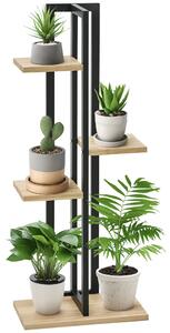 Outsunny 4-úrovňový stojan na rostliny, 110 cm vysoký květinový stojan pro interiér a exteriér, dřevěný policový stojan na rostliny, vícerozměrný květ