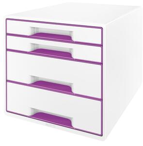 Bílo-fialový zásuvkový box Leitz WOW CUBE, 4 zásuvky