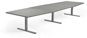 AJ Produkty Jednací stůl MODULUS, 4000x1200 mm, T-nohy, stříbrná podnož, světle šedá