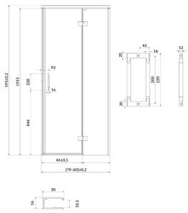 Cersanit Larga sprchové dveře 80 cm sklopné chrom lesk/průhledné sklo S932-115