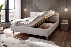 Světle šedá čalouněná dvoulůžková postel s úložným prostorem s roštem 160x200 cm Lotte – Meise Möbel