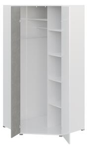 Rohová šatní skříň 90 cm MUONIO 2 - bílá / beton