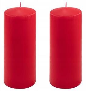 Sada sloupových svíček, 25 cm, Ø 10 cm, červená, 2 kusy