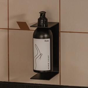 Kovový nástěnný držák s lahví a pumpičkou do koupelny Palermo černý L