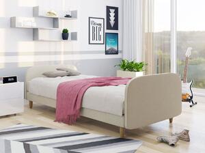 Jednolůžková čalouněná postel s čelem 90x200 PELLO 3 - béžová