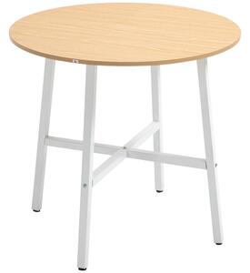 HOMCOM Jídelní stůl pro 4 osoby, kuchyňský stůl moderního designu, ocel, přírodní dřevo, 80 x 80 x 76 cm | Aosom