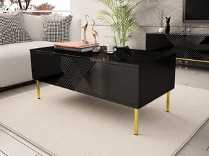 Moderní konferenční stolek HUNE - černý / lesklý černý