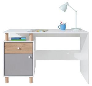 Psací stolek ALANEN - dub artisan / bílý / šedý