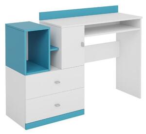 Počítačový stolek do dětského pokoje HARKA - bílý / modrý