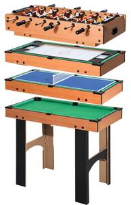 HOMCOM 4-v-1 víceúčelový hrací stůl - fotbal, hokej, stolní tenis a kulečník, 92 x 78 x 80 cm | Aosom