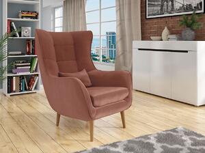 Designové křeslo ušák LEVI - růžové