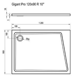 Ravak - Sprchová vanička Gigant Pro 10°, 120x90 cm pravá - bílá