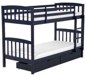 Patrová postel se zásuvkami Borovicové dřevo REVIN 90 x 200 cm Námořnická modrá