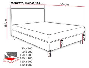 Kontinentální jednolůžková postel 80x200 NECHLIN 1 - světlá šedá
