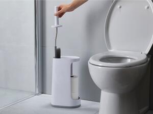 Bílý WC kartáč se stojanem na toaletní papír Joseph Joseph Flex