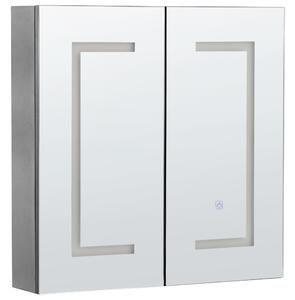 Nástěnná zrcadlová skříňka do koupelny LED MAZARREDO 60 cm 60 cm Černá