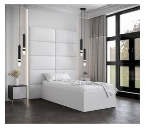 Jednolůžko s čalouněnými panely MIA 1 - 90x200, bílé, bílé panely z ekokůže