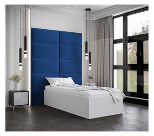 Jednolůžko s čalouněnými panely MIA 1 - 90x200, bílé, modré panely