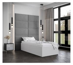 Jednolůžko s čalouněnými panely MIA 1 - 90x200, bílé, šedé panely