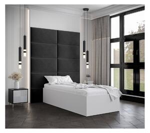 Jednolůžko s čalouněnými panely MIA 1 - 90x200, bílé, černé panely
