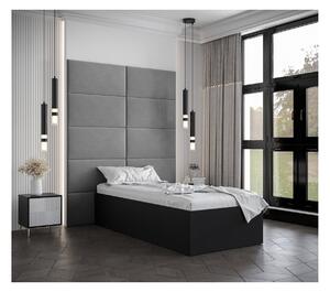 Jednolůžko s čalouněnými panely MIA 1 - 90x200, černé, šedé panely