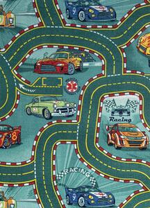 Breno Metrážový koberec RACERS 27, šíře role 400 cm, Zelená, Vícebarevné