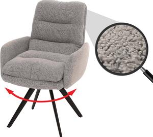 Jídelní židle HWC-G66, kuchyňská židle židle, otočná automatická poloha látka/textil bouclé MVG světle šedá, s područkou