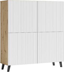 VYSOKÁ KOMODA, bílá, dub artisan, 120/130/39 cm Livetastic - Online Only obývací stěny, Online Only
