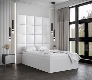 Jednolůžko s čalouněnými panely MIA 3 - 120x200, bílé, bílé panely z ekokůže