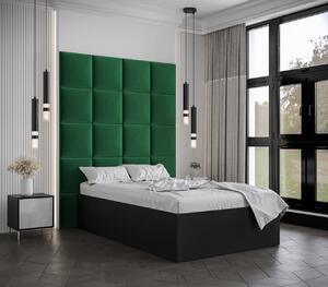 Jednolůžko s čalouněnými panely MIA 3 - 120x200, černé, zelené panely