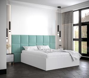 Manželská postel s čalouněnými panely MIA 4 - 140x200, bílá, mátové panely