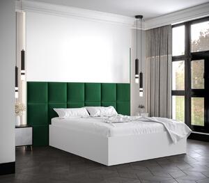Manželská postel s čalouněnými panely MIA 4 - 160x200, bílá, zelené panely