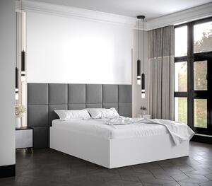 Manželská postel s čalouněnými panely MIA 4 - 160x200, bílá, šedé panely