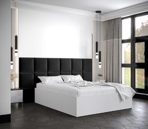 Manželská postel s čalouněnými panely MIA 4 - 140x200, bílá, černé panely