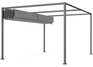 Outsunny Pergola 4x3m Zahradní Pavilon, Ocelová Sluneční Markýza, Zahradní Pavilon s Nastavitelnou Střechou, Volně stojící, Slunečník pro Terasu a Zah