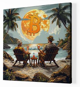 Obraz na plátně - Bitcoin Týpci na dovolené FeelHappy.cz Velikost obrazu: 40 x 40 cm