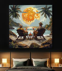 Obraz na plátně - Bitcoin Týpci na dovolené FeelHappy.cz Velikost obrazu: 40 x 40 cm
